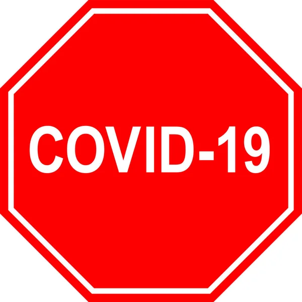Covid Signe Fond Octogonal Rouge Panneaux Symboles Routiers — Image vectorielle
