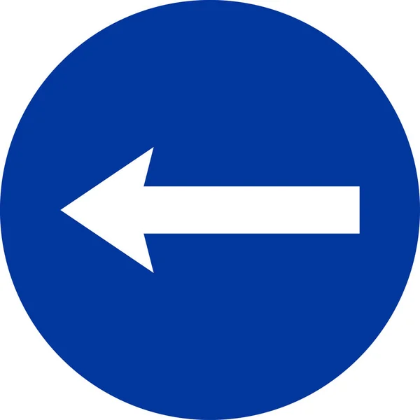 Compulsory Turn Left Sign Blue Circle Background Traffic Signs Symbols — Vettoriale Stock