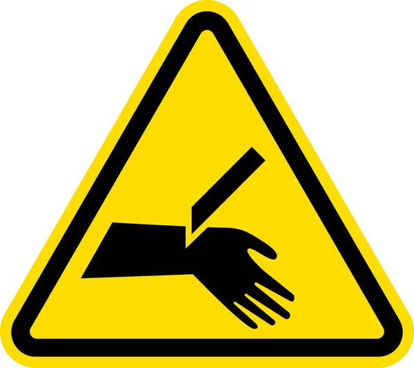 Cutting Hand Finger Warning Sign Triangle Yellow Background Safety Signs — Stock Vector