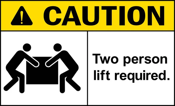 Soulèvement Deux Personnes Exigé Signe Prudence Panneaux Symboles Sécurité — Image vectorielle