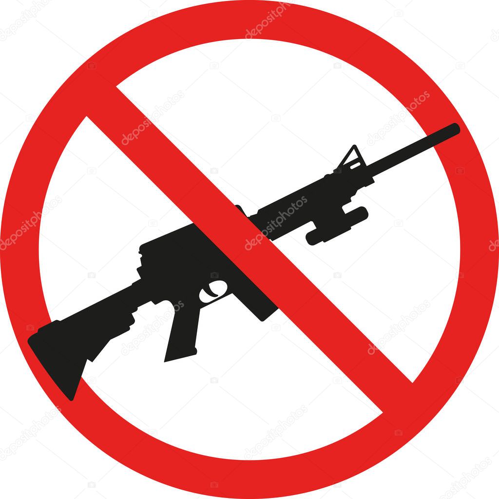 Stop gun sign. Weapons not allowed. Forbidden signs and symbols.