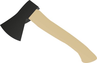 Wooden handle camping axe vector. Tools signs and symbols.