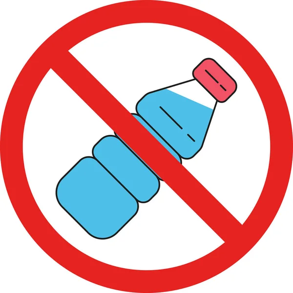Kein Wasserflaschenschild Verbotene Zeichen Und Symbole — Stockvektor