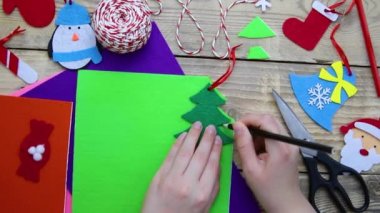 El yapımı Noel oyuncakları kendi ellerinle yaptın. Noel ağacı ya da ev dekorasyonu. Adım 1. Şablonu kalemle çember içine al.