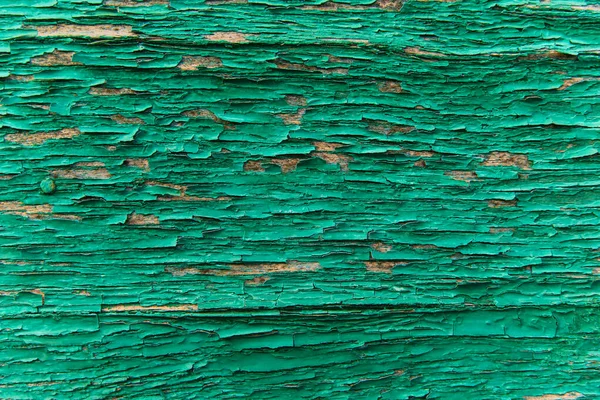 Uno Sfondo Vernice Verde Peeling Una Vecchia Parete Legno Struttura — Foto Stock