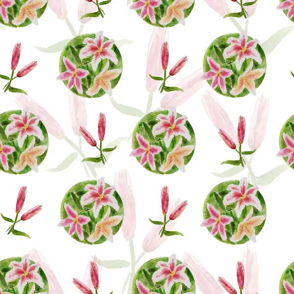 Seamless floral pattern with lilies — Stock Photo, Image