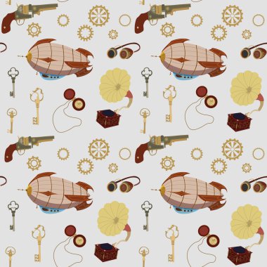 Dikişsiz steampunk retro desen