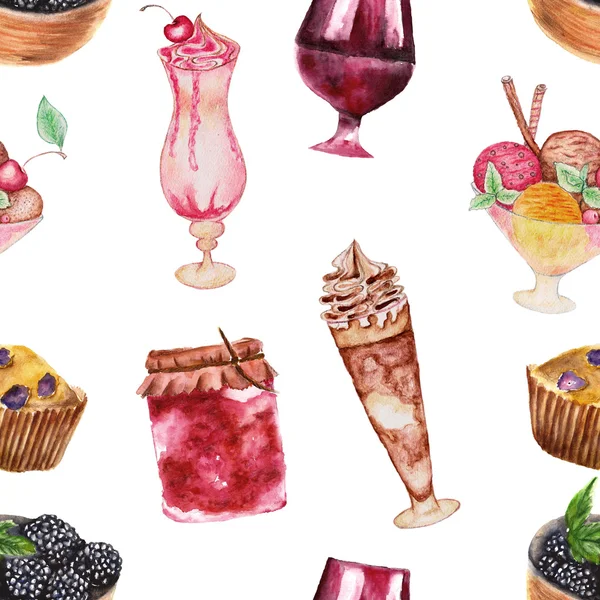 Nahtloses Dessert-Muster-Set — Stockfoto