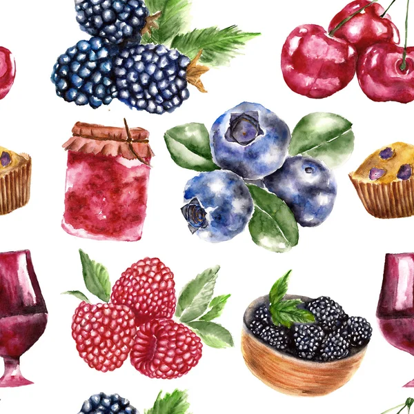 Бесшовный рисунок с ягодами — стоковое фото