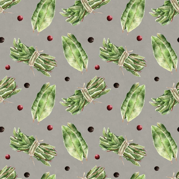 Seamless pattern with bay leaf — Stock Photo, Image