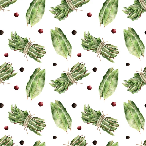 Seamless pattern with bay leaf — Stock Photo, Image