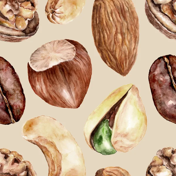 Seamless mönster med nötter — Stockfoto