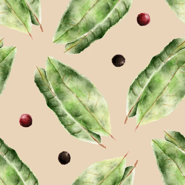 Seamless pattern with bay leaf — Stock Photo, Image