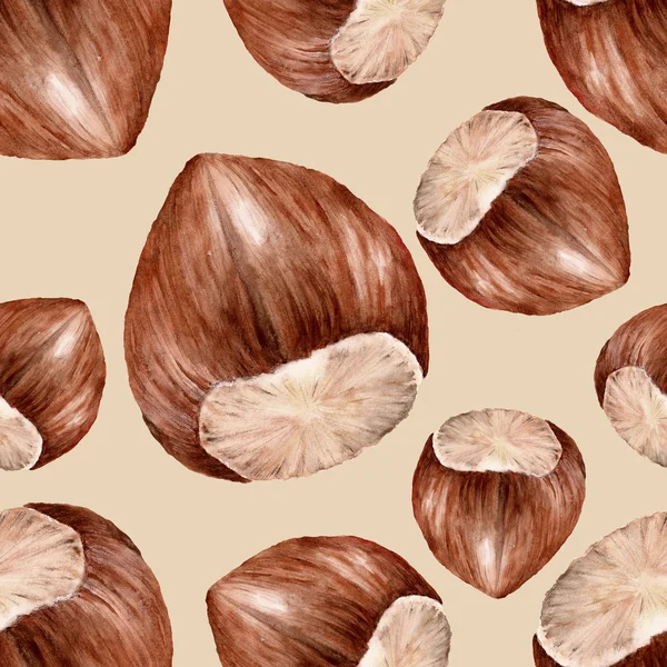 Seamless pattern with hazelnuts — Stock Photo, Image
