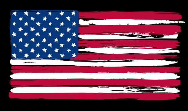 Bandiera americana in stile pennello pittura — Vettoriale Stock