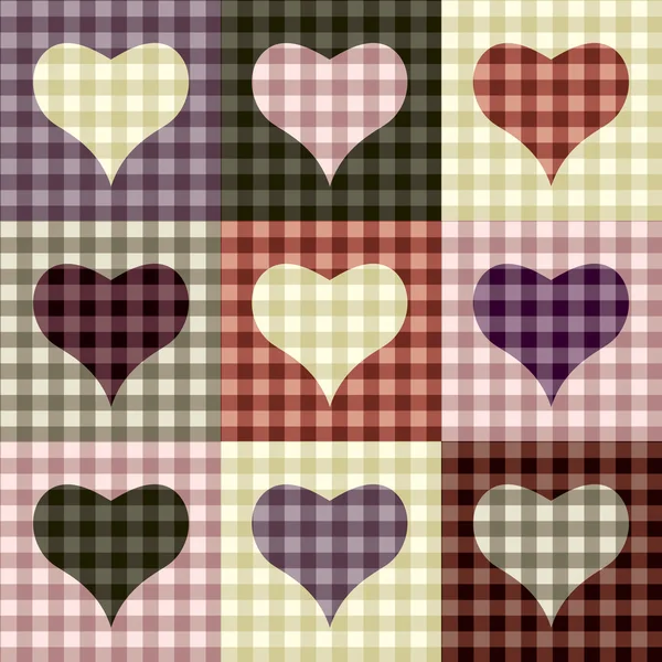 Checked hearts — Stock Vector