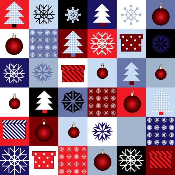 Quadratisches Weihnachtsmuster — Stockvektor