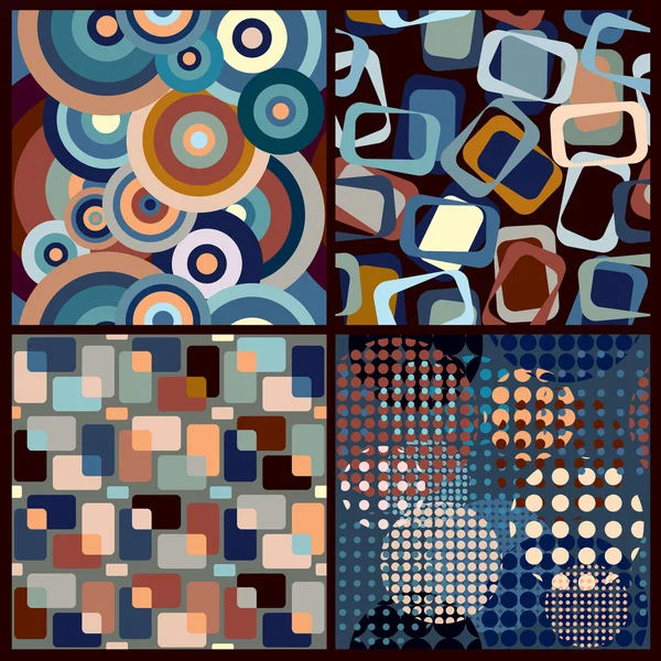 4 kesintisiz geometrik retro desenleri