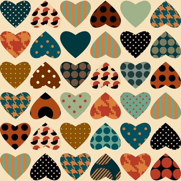 Retro hearts pattern — Stock Vector