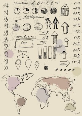 karalamalar infographics seti.