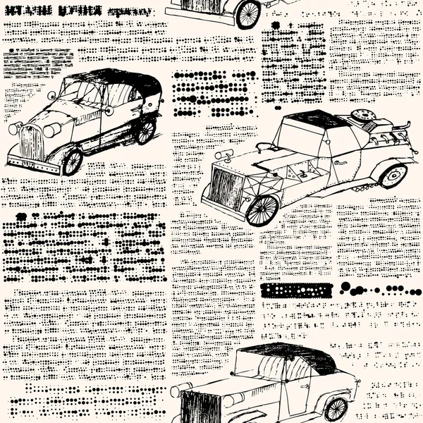 模仿的复古报纸与汽车. — 图库矢量图片