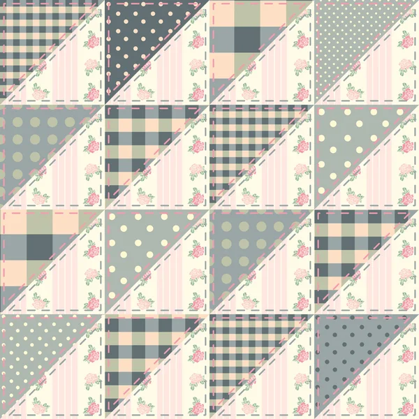El edredón patchwork en estilo chic en mal estado desde triángulos . — Archivo Imágenes Vectoriales