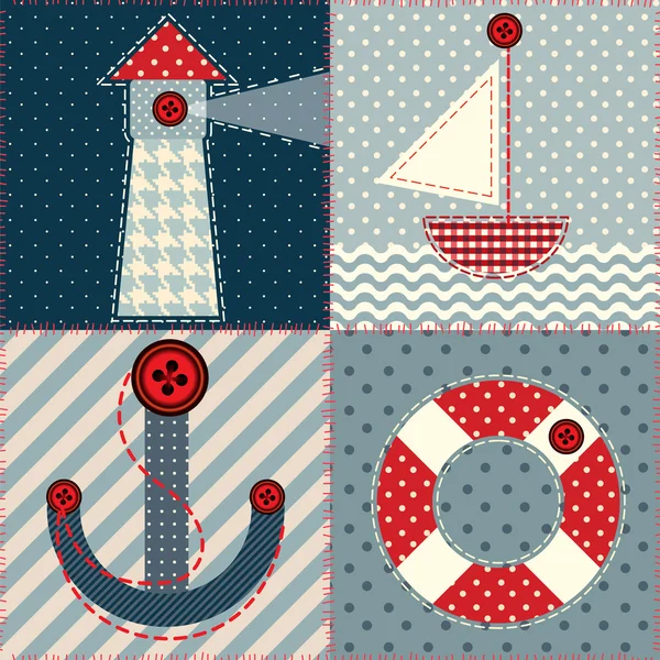 Deniz bir tarzda patchwork kareler