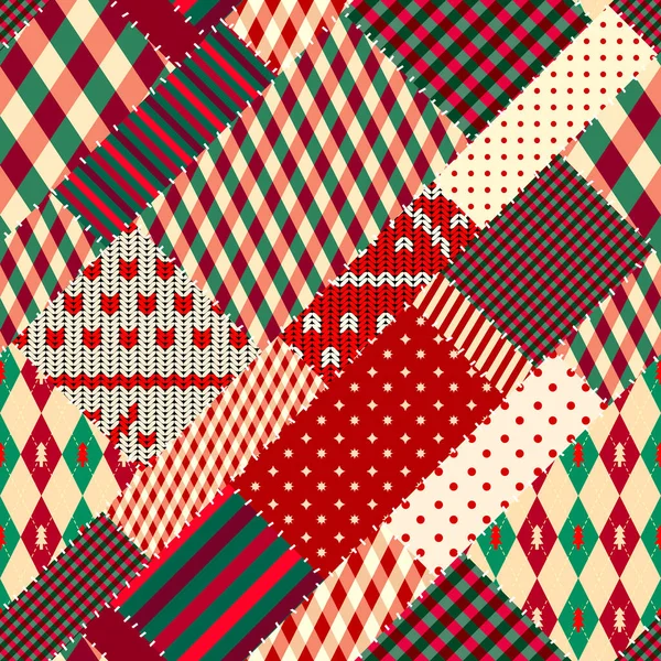 Patrón textil patchwork. Fondo de diseño de acolchado sin costuras. — Vector de stock