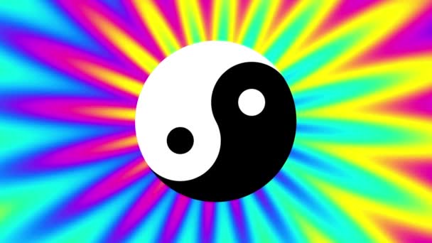 Fondo psicodélico en movimiento con símbolo yin-yang — Vídeos de Stock