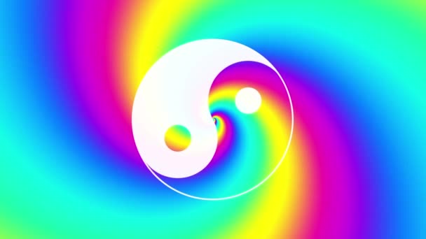 Psychedelischer beweglicher Hintergrund mit Yin-Yang-Symbol — Stockvideo