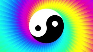 Yin-yang sembollü psikedelik arkaplan