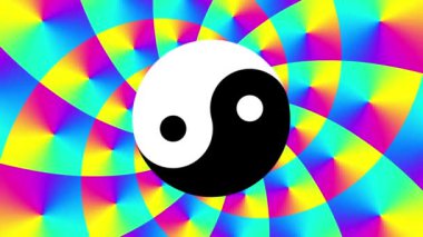 Yin-yang sembollü psikedelik arkaplan