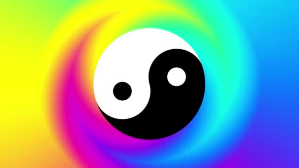 Psychedelischer beweglicher Hintergrund mit Yin-Yang-Symbol — Stockvideo