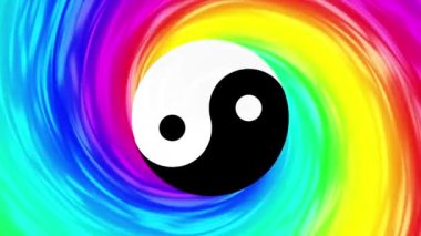 Yin-yang sembollü psikedelik arkaplan