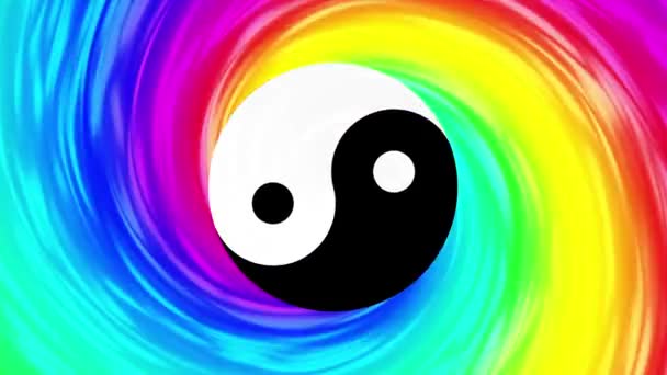 Psykedelisk rörlig bakgrund med yin-yang symbol — Stockvideo