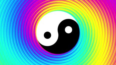 Yin-yang sembollü psikedelik arkaplan