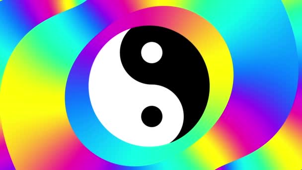 Psykedelisk rörlig bakgrund med yin-yang symbol — Stockvideo