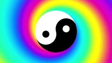 Yin-yang sembollü psikedelik arkaplan