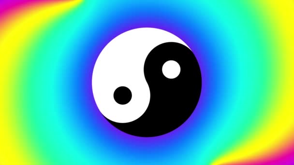 Psychedelic fundo em movimento com símbolo yin-yang — Vídeo de Stock