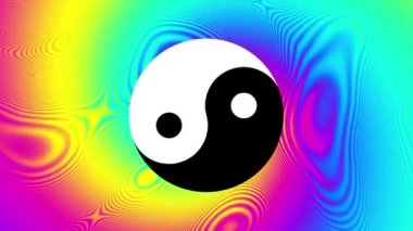 Yin-yang sembollü psikedelik arkaplan