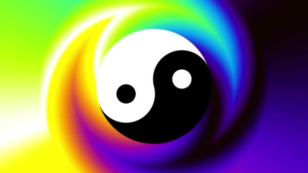 Psychedelische bewegende achtergrond met yin-yang symbool — Stockvideo