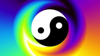 Yin-yang sembollü psikedelik arkaplan