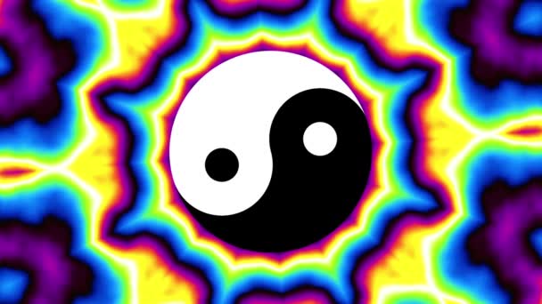 Yin-yang sembollü psikedelik arkaplan — Stok video