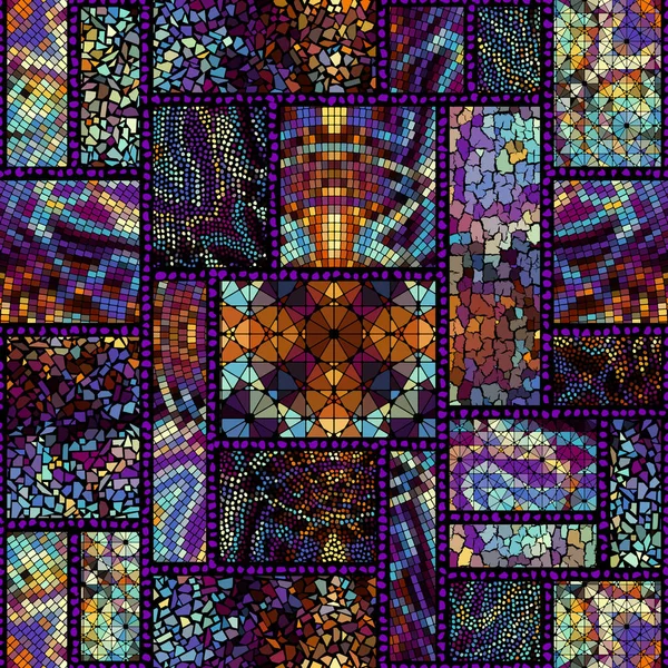 Patrón de arte mosaico sin costura vectorial. Fondo artístico. — Vector de stock