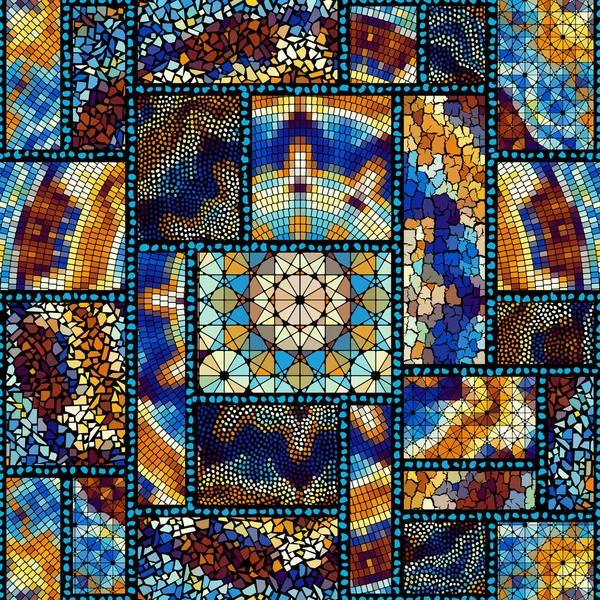 Motif d'art mosaïque vectoriel sans couture. Contexte artistique. — Image vectorielle