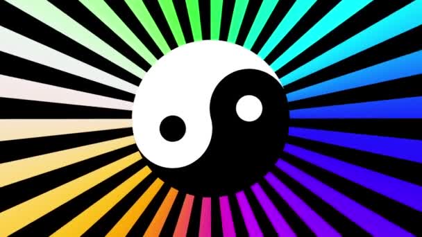 Fondo psicodélico en movimiento con símbolo yin-yang — Vídeo de stock