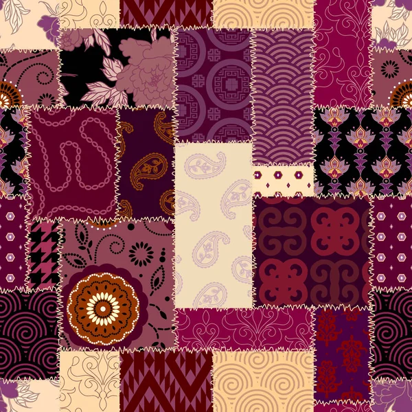 Motif textile Patchwork. fond de conception de matelassage sans couture. — Image vectorielle