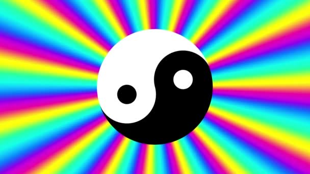 Psychedelic fundo em movimento com símbolo yin-yang — Vídeo de Stock