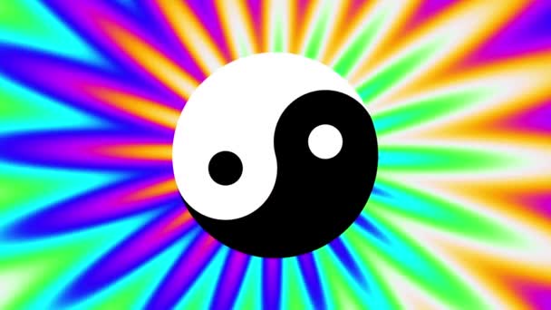 Sfondo psichedelico in movimento con simbolo yin-yang — Video Stock