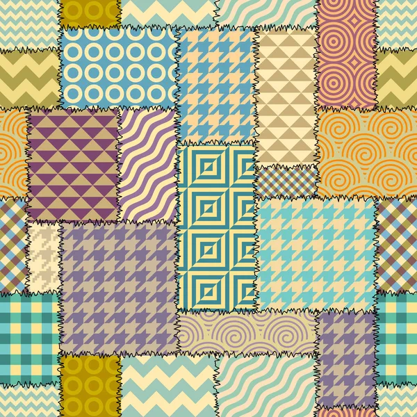 Patrón textil patchwork. Fondo de diseño de acolchado sin costuras. — Archivo Imágenes Vectoriales